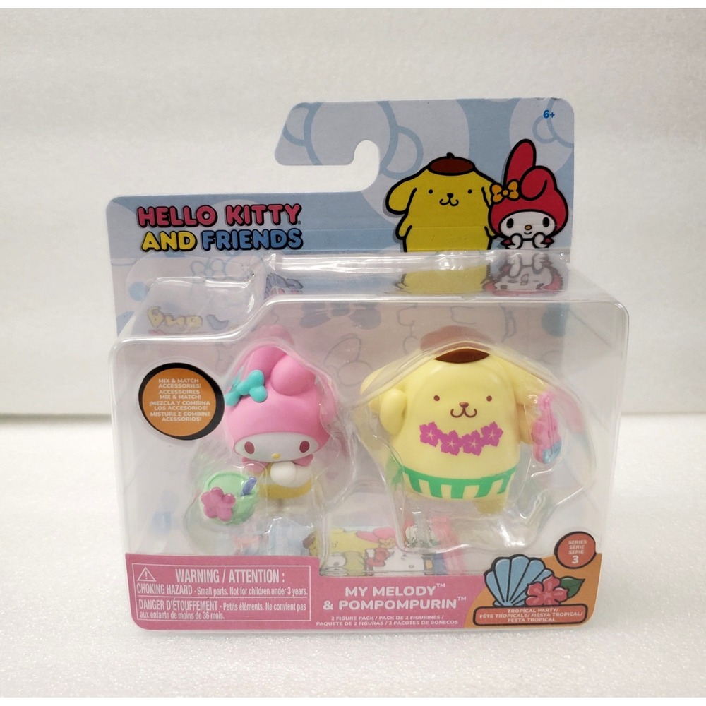 Hello Kitty Friends My Melody Pompompurin Tropical Party Series 3 Figure 2 Pack